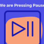 we are pressing pause. illustration of pause symbol with two triangles and two vertical lines